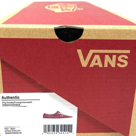 VANS Womens Size VN0A5HZS9G8 Authentic Pig Suede Pomegranate Red Low Top Sneaker - Picture 10 of 10